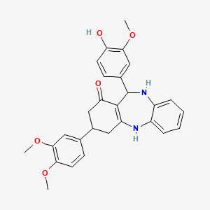molecular formula C28H28N2O5 B12504022 3-(3,4-dimethoxyphenyl)-11-(4-hydroxy-3-methoxyphenyl)-2,3,4,5,10,11-hexahydro-1H-dibenzo[b,e][1,4]diazepin-1-one 