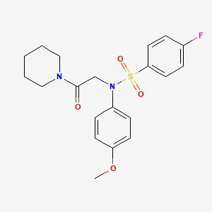 molecular formula C20H23FN2O4S B12504093 4-fluoro-N-(4-methoxyphenyl)-N-[2-oxo-2-(piperidin-1-yl)ethyl]benzenesulfonamide 