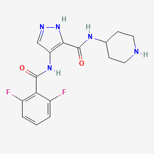 molecular formula C16H17F2N5O2 B1250416 {[(2,6-difluorophenyl)carbonyl]amino}-N-piperidin-4-yl-1H-pyrazole-3-carboxamide 