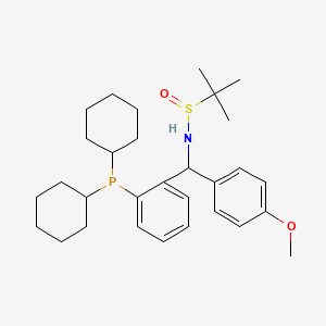 molecular formula C30H44NO2PS B12504180 N-{[2-(dicyclohexylphosphanyl)phenyl](4-methoxyphenyl)methyl}-2-methylpropane-2-sulfinamide 