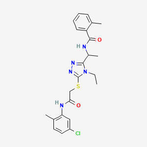 molecular formula C23H26ClN5O2S B12504187 N-{1-[5-({2-[(5-chloro-2-methylphenyl)amino]-2-oxoethyl}sulfanyl)-4-ethyl-4H-1,2,4-triazol-3-yl]ethyl}-2-methylbenzamide 