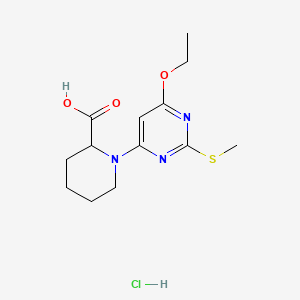 molecular formula C13H20ClN3O3S B12504197 1-(6-Ethoxy-2-(methylthio)pyrimidin-4-yl)piperidine-2-carboxylic acid hydrochloride 