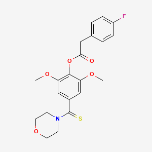molecular formula C21H22FNO5S B12504228 2,6-Dimethoxy-4-(4-morpholinylcarbothioyl)phenyl (4-fluorophenyl)acetate 