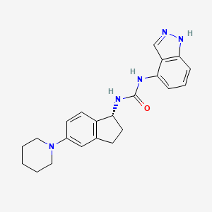 molecular formula C22H25N5O B1250423 (R)-1-(1H-indazol-4-yl)-3-(5-(piperidin-1-yl)-2,3-dihydro-1H-inden-1-yl)urea 