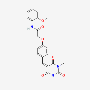 molecular formula C22H21N3O6 B12504282 2-{4-[(1,3-dimethyl-2,4,6-trioxotetrahydropyrimidin-5(2H)-ylidene)methyl]phenoxy}-N-(2-methoxyphenyl)acetamide 