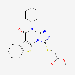 molecular formula C20H24N4O3S2 B12504294 Methyl [(4-cyclohexyl-5-oxo-4,5,6,7,8,9-hexahydro[1]benzothieno[3,2-e][1,2,4]triazolo[4,3-a]pyrimidin-1-yl)sulfanyl]acetate 