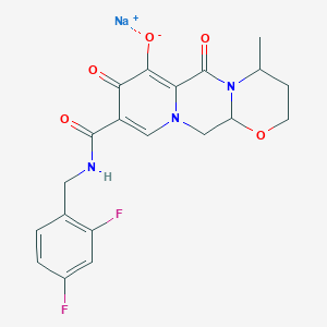 molecular formula C20H18F2N3NaO5 B12504359 sodium;13-[(2,4-difluorophenyl)methylcarbamoyl]-7-methyl-9,12-dioxo-4-oxa-1,8-diazatricyclo[8.4.0.03,8]tetradeca-10,13-dien-11-olate 