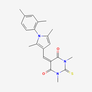 molecular formula C21H23N3O2S B12504361 5-{[1-(2,4-Dimethylphenyl)-2,5-dimethylpyrrol-3-YL]methylidene}-1,3-dimethyl-2-sulfanylidene-1,3-diazinane-4,6-dione 