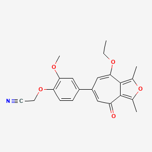 molecular formula C22H21NO5 B12504374 2-(4-{4-Ethoxy-1,3-dimethyl-8-oxocyclohepta[C]furan-6-YL}-2-methoxyphenoxy)acetonitrile 