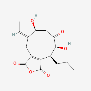 molecular formula C16H20O6 B1250440 (4S,5S,8S,9Z)-9-ethylidene-5,8-dihydroxy-4-propyl-5,7,8,10-tetrahydro-4H-cyclonona[c]furan-1,3,6-trione 
