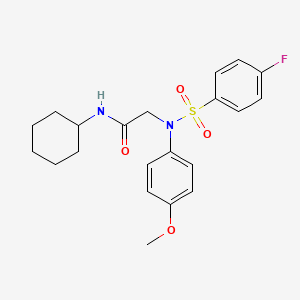 molecular formula C21H25FN2O4S B12504444 N-cyclohexyl-N~2~-[(4-fluorophenyl)sulfonyl]-N~2~-(4-methoxyphenyl)glycinamide 