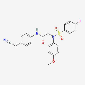 molecular formula C23H20FN3O4S B12504451 N-[4-(cyanomethyl)phenyl]-N~2~-[(4-fluorophenyl)sulfonyl]-N~2~-(4-methoxyphenyl)glycinamide 