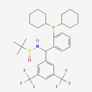 molecular formula C31H40F6NOPS B12504473 N-{[3,5-bis(trifluoromethyl)phenyl][2-(dicyclohexylphosphanyl)phenyl]methyl}-2-methylpropane-2-sulfinamide 