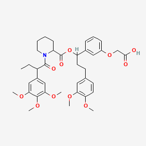 molecular formula C38H47NO11 B12504490 3-[3-(3,4-Dimethoxyphenyl)-1-{1-[2-(3,4,5-trimethoxyphenyl)butanoyl]piperidine-2-carbonyloxy}propyl]phenoxyacetic acid 
