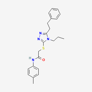 molecular formula C22H26N4OS B12504512 N-(4-methylphenyl)-2-{[5-(2-phenylethyl)-4-propyl-4H-1,2,4-triazol-3-yl]sulfanyl}acetamide 