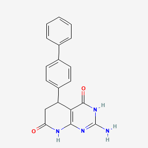 molecular formula C19H16N4O2 B12504532 2-amino-5-(biphenyl-4-yl)-4-hydroxy-5,8-dihydropyrido[2,3-d]pyrimidin-7(6H)-one 
