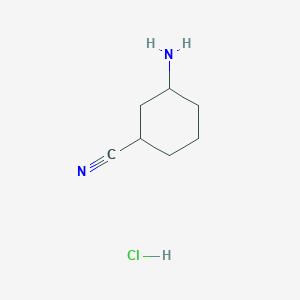 molecular formula C7H13ClN2 B12504567 3-Aminocyclohexane-1-carbonitrile hydrochloride 