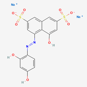 molecular formula C16H10N2Na2O9S2 B12504576 disodium;4-[(2,4-dihydroxyphenyl)diazenyl]-5-hydroxynaphthalene-2,7-disulfonate CAS No. 63589-22-0