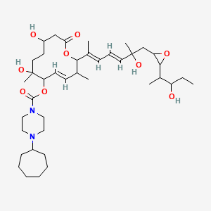 (8E,12E,14E)-7-((4-cycloheptylpiperazin-1-yl) carbonyl) oxy-6,10,12,16,20-pentamethyl-3,6,16,21-tetrahydroxy-18,19-epoxytricosa-8,12,14-trien-11-olide