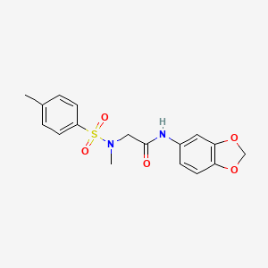molecular formula C17H18N2O5S B12504597 N-Benzo[1,3]dioxol-5-yl-2-[methyl-(toluene-4-sulfonyl)-amino]-acetamide 