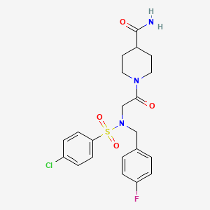 molecular formula C21H23ClFN3O4S B12504611 1-{N-[(4-chlorophenyl)sulfonyl]-N-(4-fluorobenzyl)glycyl}piperidine-4-carboxamide 