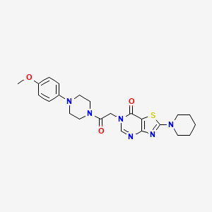 molecular formula C23H28N6O3S B12504632 6-{2-[4-(4-methoxyphenyl)piperazin-1-yl]-2-oxoethyl}-2-(piperidin-1-yl)[1,3]thiazolo[4,5-d]pyrimidin-7(6H)-one 
