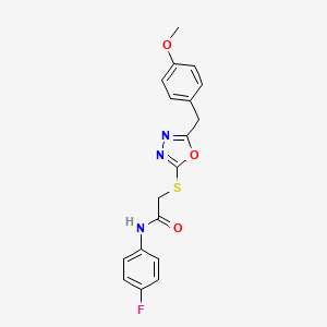 molecular formula C18H16FN3O3S B12504646 N-(4-fluorophenyl)-2-{[5-(4-methoxybenzyl)-1,3,4-oxadiazol-2-yl]sulfanyl}acetamide 