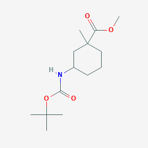 molecular formula C14H25NO4 B12504699 Methyl 5-(tert-butoxycarbonylamino)-1-methylcyclohexanecarboxylate 