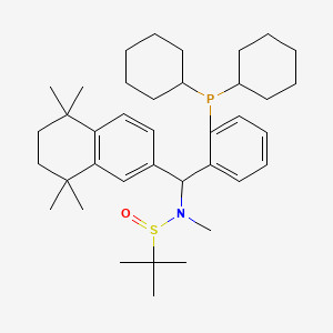 molecular formula C38H58NOPS B12504914 N-{[2-(dicyclohexylphosphanyl)phenyl](5,5,8,8-tetramethyl-6,7-dihydronaphthalen-2-yl)methyl}-N,2-dimethylpropane-2-sulfinamide 