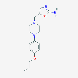 molecular formula C17H26N4O2 B125051 4,5-Dihydro-5-((4-(4-propoxyphenyl)-1-piperazinyl)methyl)-2-oxazolamine CAS No. 144881-41-4