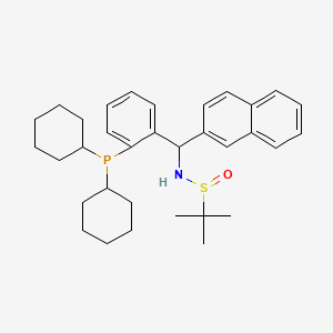 molecular formula C33H44NOPS B12505180 N-{[2-(dicyclohexylphosphanyl)phenyl](naphthalen-2-yl)methyl}-2-methylpropane-2-sulfinamide 