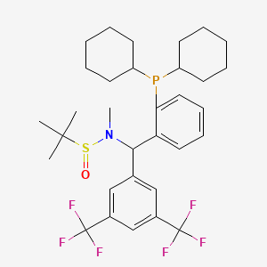 molecular formula C32H42F6NOPS B12505201 N-{[3,5-bis(trifluoromethyl)phenyl][2-(dicyclohexylphosphanyl)phenyl]methyl}-N,2-dimethylpropane-2-sulfinamide 