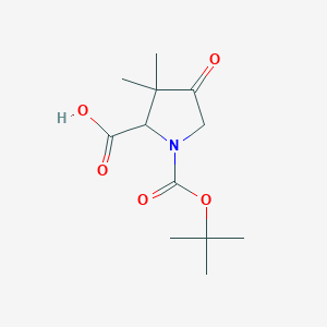 molecular formula C12H19NO5 B12505275 1-(tert-Butoxycarbonyl)-3,3-dimethyl-4-oxopyrrolidine-2-carboxylic acid 