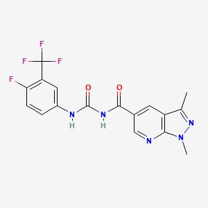 molecular formula C17H13F4N5O2 B1250531 1-(1,3-Dimethyl-1H-pyrazolo[3,4-b]pyridine-5-carbonyl)-3-(4-fluoro-3-(trifluoromethyl)phenyl)urea 
