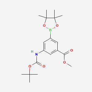 molecular formula C19H28BNO6 B12505338 Methyl 3-((tert-butoxycarbonyl)amino)-5-(4,4,5,5-tetramethyl-1,3,2-dioxaborolan-2-yl)benzoate 