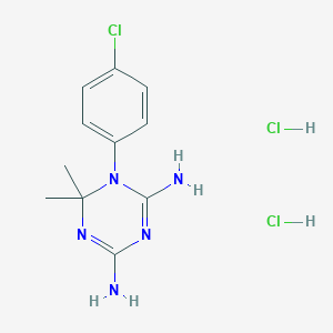 molecular formula C11H16Cl3N5 B12505407 1-(4-Chlorophenyl)-6,6-dimethyl-1,6-dihydro-1,3,5-triazine-2,4-diamine dihydrochloride 