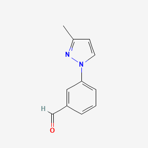 molecular formula C11H10N2O B12505589 3-(3-Methyl-1H-pyrazol-1-yl)benzaldehyde 