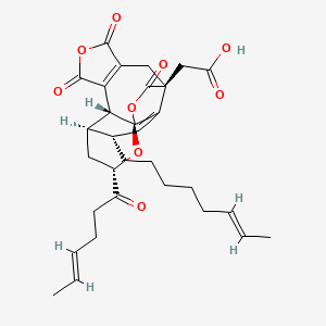 molecular formula C31H36O9 B1250567 2-[(1S,2R,9S,12R,13R,15S)-15-[(E)-hex-4-enoyl]-12-[(E)-oct-6-enyl]-4,6,18-trioxo-5,16,17-trioxapentacyclo[7.7.2.01,10.02,13.03,7]octadeca-3(7),10-dien-9-yl]acetic acid 