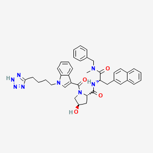 molecular formula C40H42N8O4 B1250572 (2S,4R)-N-[(2S)-1-[benzyl(methyl)amino]-3-naphthalen-2-yl-1-oxopropan-2-yl]-4-hydroxy-1-[1-[4-(2H-tetrazol-5-yl)butyl]indole-3-carbonyl]pyrrolidine-2-carboxamide 