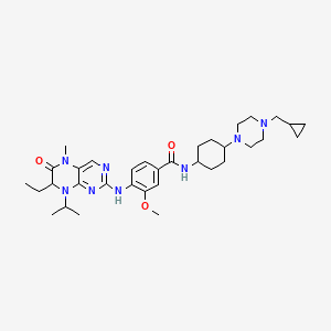 molecular formula C34H50N8O3 B12505723 N-[4-[4-(cyclopropylmethyl)piperazin-1-yl]cyclohexyl]-4-[(7-ethyl-5-methyl-6-oxo-8-propan-2-yl-7H-pteridin-2-yl)amino]-3-methoxybenzamide 