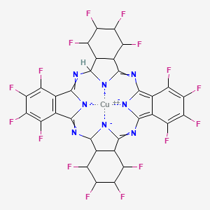 molecular formula C32H14CuF16N8-2 B12505837 Copper;5,6,7,8,14,15,16,17,23,24,25,26,32,33,34,35-hexadecafluoro-2,11,20,29-tetraza-37,38,39,40-tetrazanidanonacyclo[28.6.1.13,10.112,19.121,28.04,9.013,18.022,27.031,36]tetraconta-1,3,5,7,9,11,20,22(27),23,25,28-undecaene 