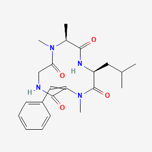 molecular formula C22H30N4O4 B12505886 (3S,6S,Z)-12-benzylidene-3-isobutyl-1,6,7-trimethyl-1,4,7,10-tetraazacyclododecane-2,5,8,11-tetraone 
