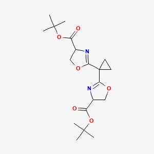molecular formula C19H28N2O6 B12505906 di-tert-butyl 2,2'-(cyclopropane-1,1-diyl)(4S,4'S)-bis(4,5-dihydrooxazole-4-carboxylate) 