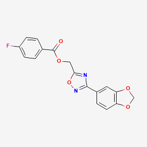 molecular formula C17H11FN2O5 B12505944 [3-(1,3-Benzodioxol-5-yl)-1,2,4-oxadiazol-5-yl]methyl 4-fluorobenzoate 