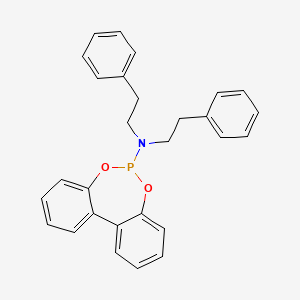 molecular formula C28H26NO2P B12505976 N,N-Bis[(1S)-(-)-phenylethyl]dibenzo[D,F][1,3,2]dioxaphosphepin-6-amine 