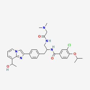 molecular formula C32H38ClN5O4 B12506011 3-chloro-N-[1-[[2-(dimethylamino)-1-oxoethyl]amino]-3-[4-[8-(1-hydroxyethyl)-2-imidazo[1,2-a]pyridinyl]phenyl]propan-2-yl]-4-propan-2-yloxybenzamide 