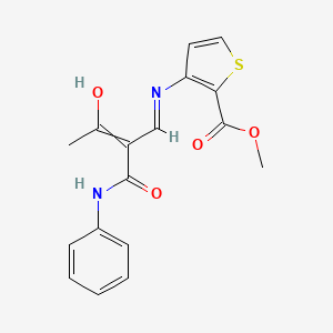 molecular formula C17H16N2O4S B12506319 Methyl 3-[[3-hydroxy-2-(phenylcarbamoyl)but-2-enylidene]amino]thiophene-2-carboxylate 