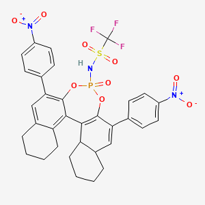 molecular formula C33H29F3N3O9PS B12506354 N-[10,16-bis(4-nitrophenyl)-13-oxo-12,14-dioxa-13λ5-phosphapentacyclo[13.8.0.02,11.03,8.018,23]tricosa-1(15),2,8,10,16-pentaen-13-yl]-1,1,1-trifluoromethanesulfonamide 