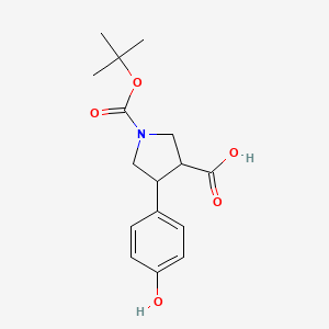 molecular formula C16H21NO5 B12506376 1-(tert-Butoxycarbonyl)-4-(4-hydroxyphenyl)pyrrolidine-3-carboxylic acid 