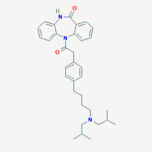 molecular formula C33H41N3O2 B125066 5-((4-(4-(Diisobutylamino)butyl)-1-phenyl)acetyl)-10,11-dihydro-5H-dibenzo(b,e)(1,4)diazepin-11-one CAS No. 156586-94-6
